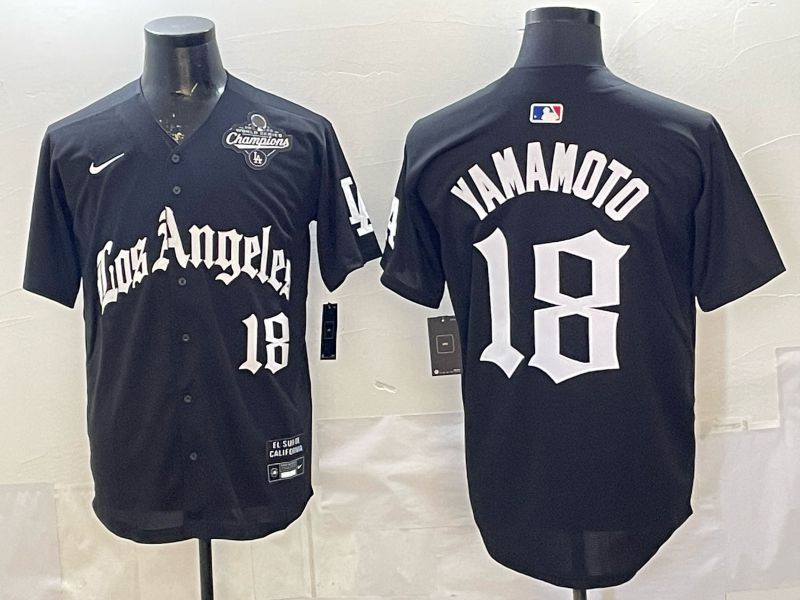 Men 2026 Los Angeles Dodgers #18 Yamamoto Black 5th generation Joint Name Nike MLB Jersey style 05->->
